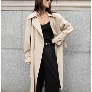 Oak + Fort Oversized Trench Coat in Birch XXS
